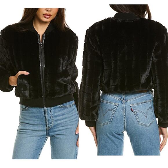 NEW Alice + Olivia Latanya Crop Wool-Blend Varsity Jacket Black Size: XS - Picture 1 of 8